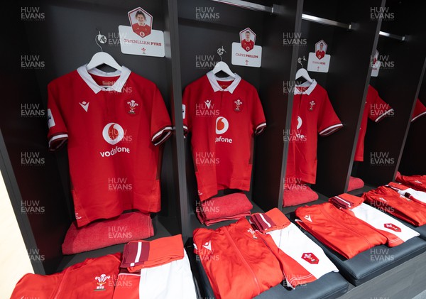 300324 - England v Wales, Guinness Women’s 6 Nations - Wales team jerseys hang in the changing room ahead of the match