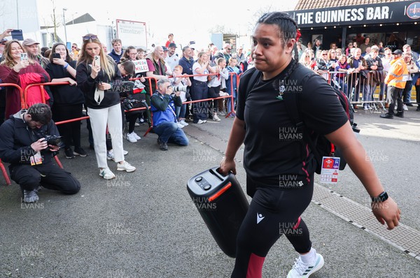300324 - England v Wales, Guinness Women’s 6 Nations -  Sisilia Tuipulotu of Wales arrives at the stadium ahead of the start of the match