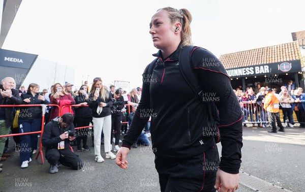 300324 - England v Wales, Guinness Women’s 6 Nations -  Abbie Fleming of Wales arrives at the stadium ahead of the start of the match