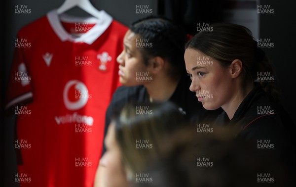 300324 - England v Wales, Guinness Women’s 6 Nations - Sisilia Tuipulotu of Wales and Alisha Butchers of Wales in the changing room ahead of the match