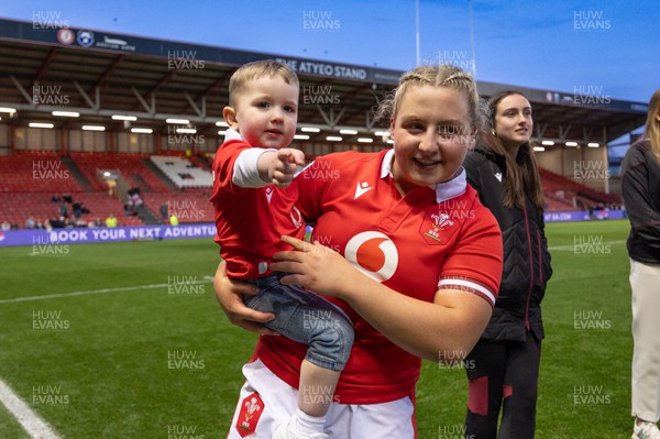 300324 - England v Wales, Guinness Women’s 6 Nations - Molly Reardon of Wales with nephew Albie at the end of the match