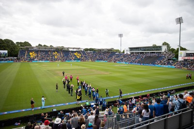 010625 - England v West Indies - 2nd ODI at Sophia Gardens - General View as the teams walk out