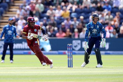 010625 - England v West Indies - 2nd ODI at Sophia Gardens - Keacy Carty of West Indies hits his half century
