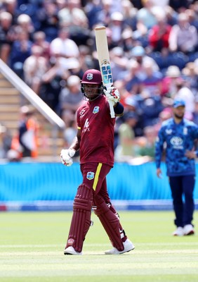 010625 - England v West Indies - 2nd ODI at Sophia Gardens - Keacy Carty of West Indies acknowledges his half century