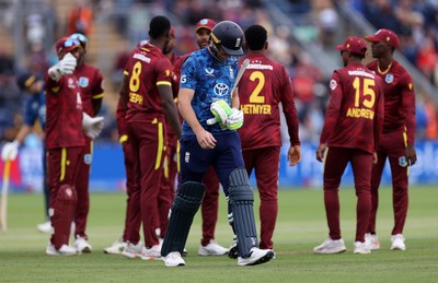 010625 - England v West Indies - 2nd ODI at Sophia Gardens - Jos Buttler of England leaves the field dejected