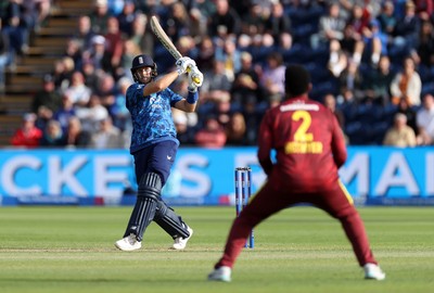 010625 - England v West Indies - 2nd ODI at Sophia Gardens - Joe Root of England hits the ball for four runs
