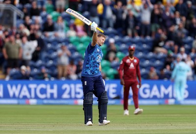 010625 - England v West Indies - 2nd ODI at Sophia Gardens - Joe Root of England celebrates as England win the game, as he becomes England�s highest ever run scorer