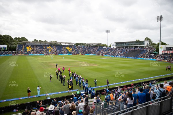 010625 - England v West Indies - 2nd ODI at Sophia Gardens - General View as the teams walk out