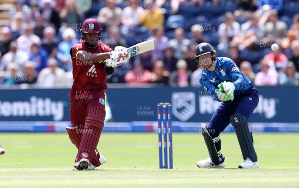 010625 - England v West Indies - 2nd ODI at Sophia Gardens - Keacy Carty of West Indies hits his half century