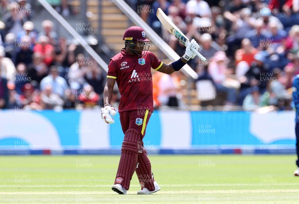 010625 - England v West Indies - 2nd ODI at Sophia Gardens - Keacy Carty of West Indies acknowledges his half century
