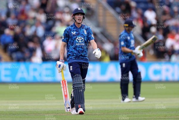010625 - England v West Indies - 2nd ODI at Sophia Gardens - Harry Brook of England leaves the field after being dismissed