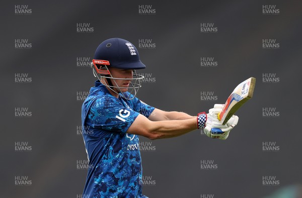 010625 - England v West Indies - 2nd ODI at Sophia Gardens - Harry Brook of England leaves the field after being dismissed