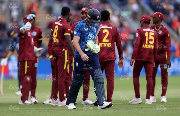 010625 - England v West Indies - 2nd ODI at Sophia Gardens - Jos Buttler of England leaves the field dejected