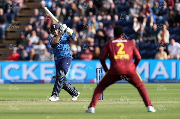 010625 - England v West Indies - 2nd ODI at Sophia Gardens - Joe Root of England hits the ball for four runs