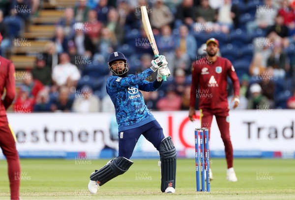 010625 - England v West Indies - 2nd ODI at Sophia Gardens - Adil Rashid of England hits the ball for four runs