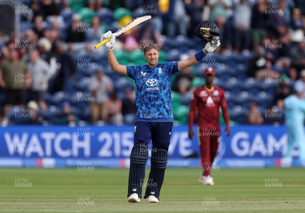 010625 - England v West Indies - 2nd ODI at Sophia Gardens - Joe Root of England celebrates as England win the game, as he becomes England�s highest ever run scorer