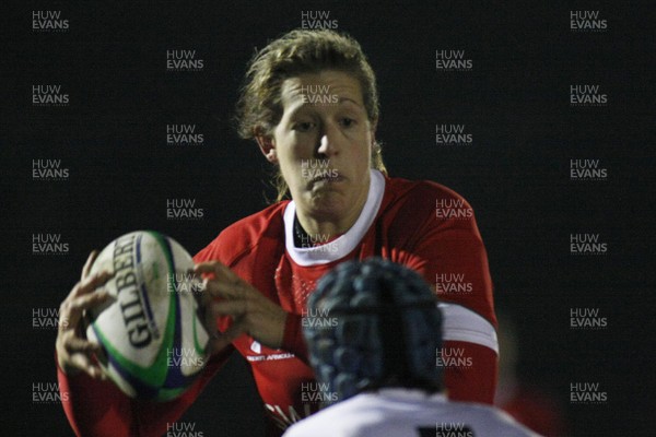 06.02.10 England v Wales - Women's - 6 Nations -  Wales' Gemma Hallett takes on England's Margaret Alphonsi. 