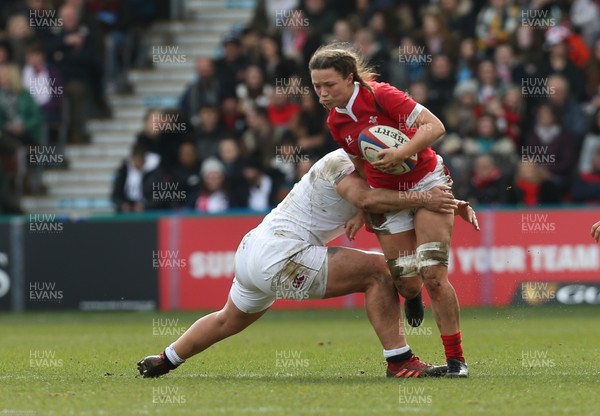 070320 - England v Wales, Women's Six Nations 2020 - Alisha Butchers of Wales is tackled