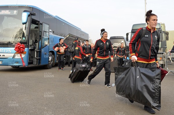 120316 England v Wales Women The Welsh Women's team arrive at The Stoop