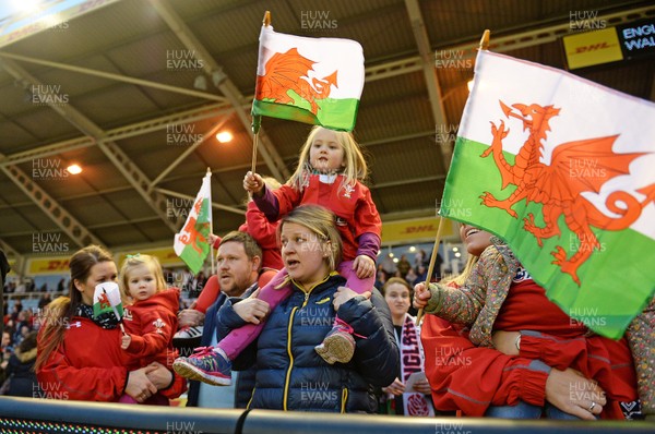 120316 England v Wales Women Welsh Fans Sing the Welsh anthem