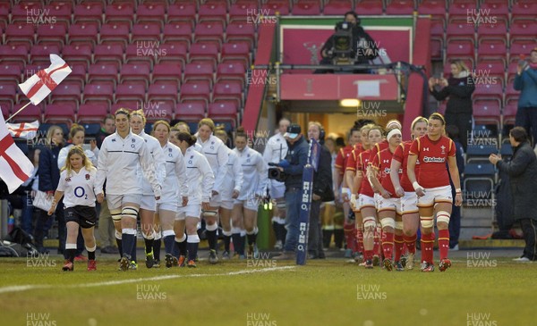 120316 England v Wales Women Both Teams walk out to sing the anthems