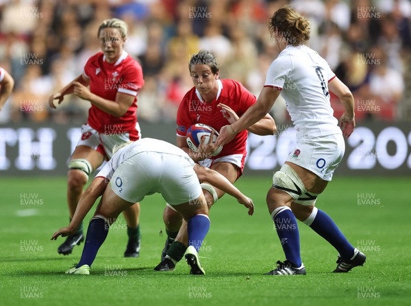 140922 - England Women v Wales Women, Women’s Rugby World Cup Warm-up Match - Sioned Harries of Wales charges forward