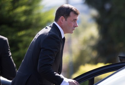 280918 - Enzo Calzaghe Funeral, Newbridge, South Wales - Former World Champion Joe Calzaghe arrives at the church for the funeral of  his father and boxing trainer Enzo Calzaghe