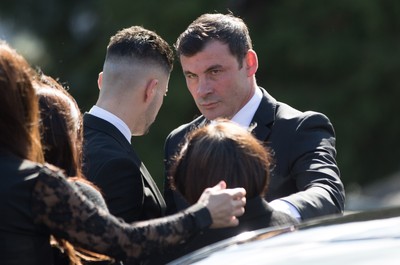 280918 - Enzo Calzaghe Funeral, Newbridge, South Wales - Former World Champion Joe Calzaghe arrives at the church for the funeral of  his father and boxing trainer Enzo Calzaghe