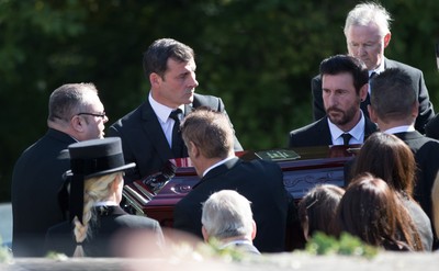 280918 - Enzo Calzaghe Funeral, Newbridge, South Wales - Former World Champion Joe Calzaghe arrives at the church for the funeral of  his father and boxing trainer Enzo Calzaghe