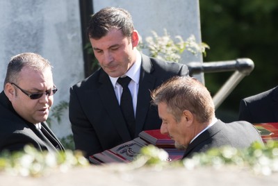 280918 - Enzo Calzaghe Funeral, Newbridge, South Wales - Former World Champion Joe Calzaghe arrives at the church for the funeral of  his father and boxing trainer Enzo Calzaghe