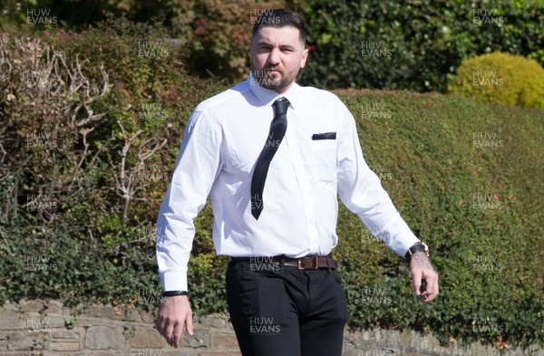 280918 - Enzo Calzaghe Funeral, Newbridge, South Wales - Boxer Nathan Cleverly arrives at the church for the funeral of boxing trainer Enzo Calzaghe