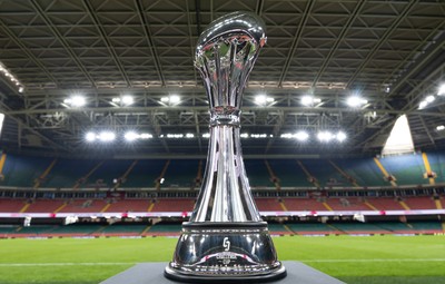 220525 - The EPCR Challenge Cup trophy at the Principality Stadium ahead of the 2025 Final between Bath Rugby and Lyon Olympique Universitaire