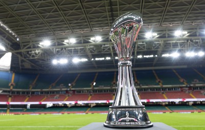 220525 - The EPCR Challenge Cup trophy at the Principality Stadium ahead of the 2025 Final between Bath Rugby and Lyon Olympique Universitaire