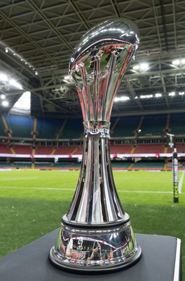 220525 - The EPCR Challenge Cup trophy at the Principality Stadium ahead of the 2025 Final between Bath Rugby and Lyon Olympique Universitaire