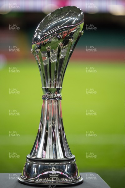 220525 - The EPCR Challenge Cup trophy at the Principality Stadium ahead of the 2025 Final between Bath Rugby and Lyon Olympique Universitaire