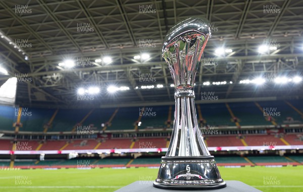 220525 - The EPCR Challenge Cup trophy at the Principality Stadium ahead of the 2025 Final between Bath Rugby and Lyon Olympique Universitaire