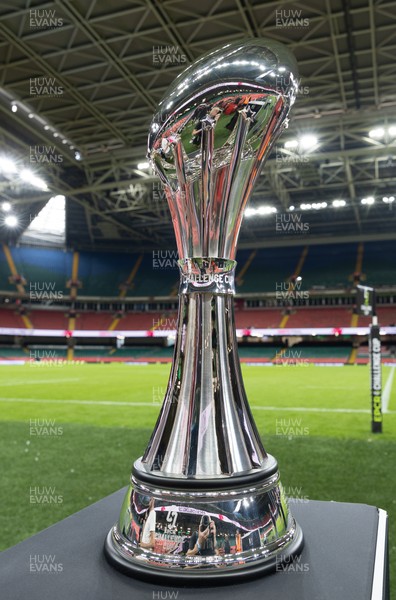 220525 - The EPCR Challenge Cup trophy at the Principality Stadium ahead of the 2025 Final between Bath Rugby and Lyon Olympique Universitaire