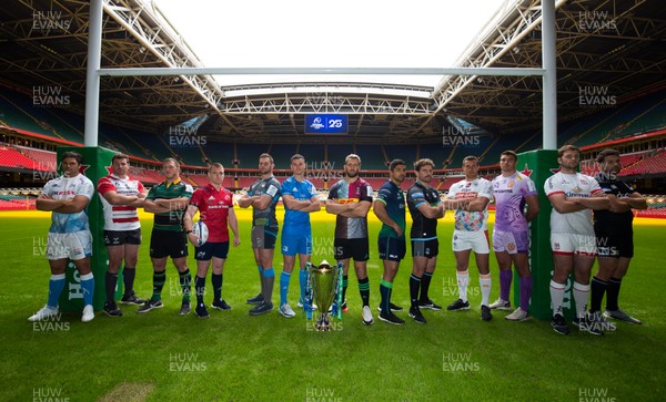061119 - EPCR 2019-20 Season Launch, Principality Stadium - Players from the Gallagher Premiership and PRO14 clubs in the Champions Cup and Ellis Jenkins of Cardiff Blues representing the clubs in the Challenge Cup, at the 2019-20 season launch of the Heineken Champions Cup and Challenge Cup for Gallagher Premiership Rugby and PRO14 Clubs