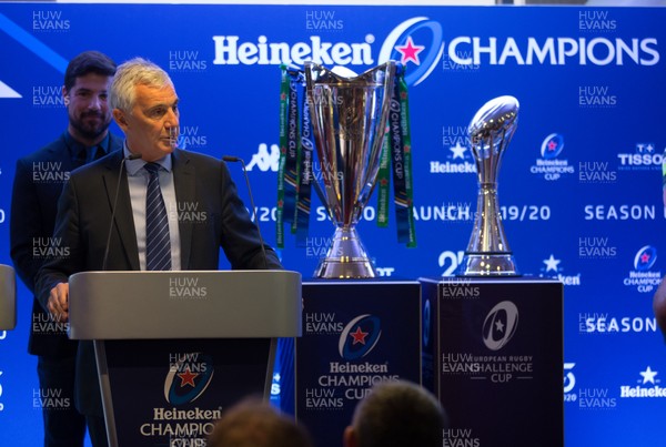 061119 - EPCR 2019-20 Season Launch, Principality Stadium - Welsh Rugby Union Chairman Gareth Davies addresses players, coaches and media at the 2019-20 season launch of the Heineken Champions Cup and Challenge Cup for Gallagher Premiership Rugby and PRO14 Clubs