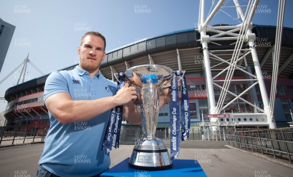 170713 - ERC 2014 Finals Announcement, Millennium Stadium, Cardiff -The announcement that the ERC 2014 Finals will be staged in Cardiff Pictured with the Amlin Challenge Cup at the Millennium Stadium is Gethin Jenkins of the Cardiff Blues, a previous winner of the trophy with Cardiff BluesPicture issued for free editorial use by the ERC by Huw Evans Agency, Cardiff