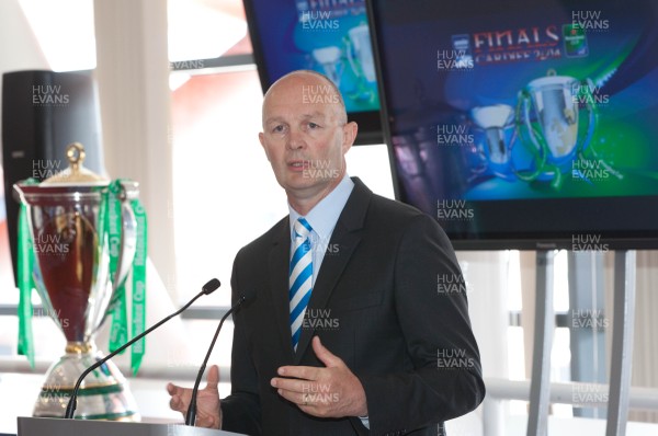 170713 - ERC 2014 Finals Announcement, Millennium Stadium, Cardiff -The announcement that the ERC 2014 Finals will be staged in Cardiff Pictured speaking during the press conference at the Millennium Stadium is Derek McGrath, ERC Chief ExecutivePicture issued for free editorial use by the ERC by Huw Evans Agency, Cardiff