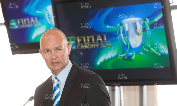 170713 - ERC 2014 Finals Announcement, Millennium Stadium, Cardiff -The announcement that the ERC 2014 Finals will be staged in Cardiff Pictured speaking during the press conference at the Millennium Stadium is Derek McGrath, ERC Chief ExecutivePicture issued for free editorial use by the ERC by Huw Evans Agency, Cardiff