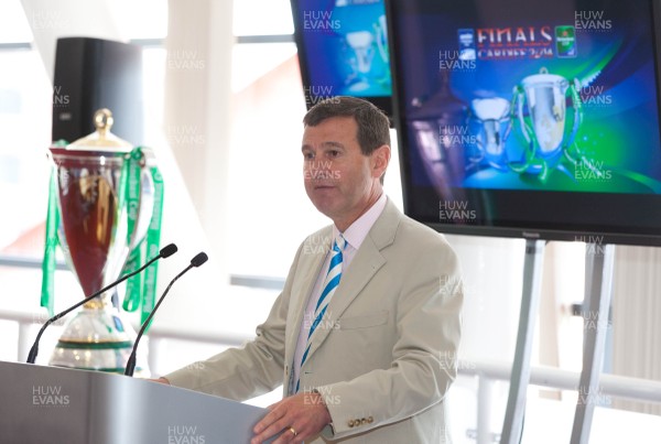 170713 - ERC 2014 Finals Announcement, Millennium Stadium, Cardiff -The announcement that the ERC 2014 Finals will be staged in Cardiff Pictured speaking during the press conference at the Millennium Stadium is Roger Lewis, WRU Group Chief ExecutivePicture issued for free editorial use by the ERC by Huw Evans Agency, Cardiff