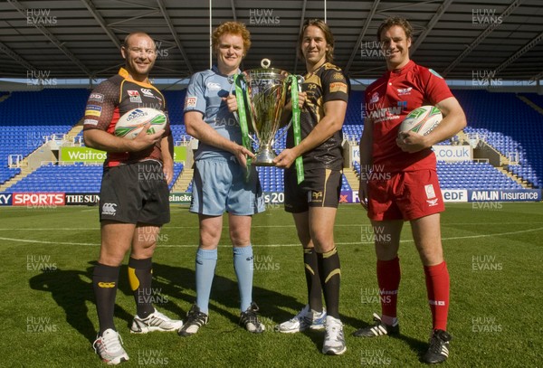 29.09.09 - Heineken Cup Launch 2009/2010 - Tom Willis(Newport-Gwent Dragons), Paul Tito(Cardiff Blues), Ryan Jones(Ospreys) and Mark Jones(Scarlets) at todays launch. ***ERC RELEASE PICTURES*** 