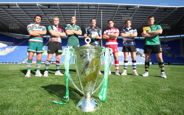 29.09.09 - ERC Heineken Cup Season launch, Madejski Stadium, Reading. Representatives of the English sides in the 2009/10 Heineken Cup at the launch at The Madejski Stadium, Reading. (Left to right) Harry Ellis, Leicester Tigers; Will Skinner, Harlequins; Bob Casey, London Irish; Dean Schofield, Sale Sharks; Butch James, Bath Rugby and Dylan Hartley, Northampton Saints. ***ERC RELEASE PICTURES*** 