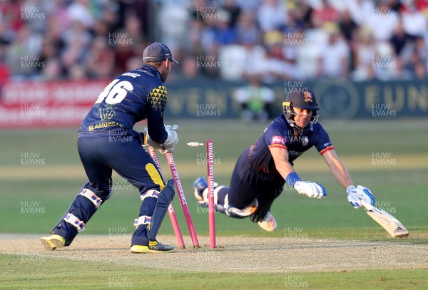 130718 - Essex v Glamorgan - Vitality T20 Blast -  Neil Wagner is run out by Chris Cooke of Glamorgan  