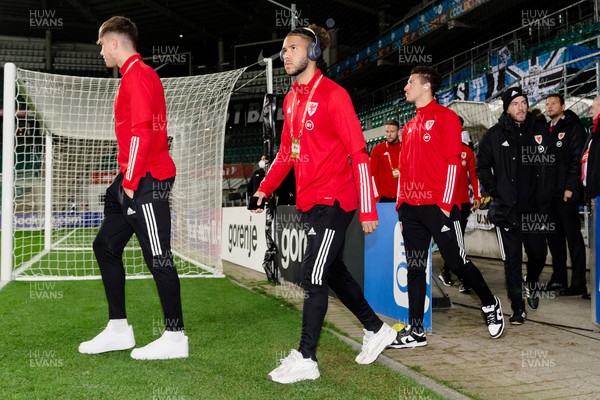 111021 - Estonia & Wales - Group E 2022 FIFA World Cup European Qualifier - Wales' Rubin Colwil, Tyler Roberts and Ethan Ampadu