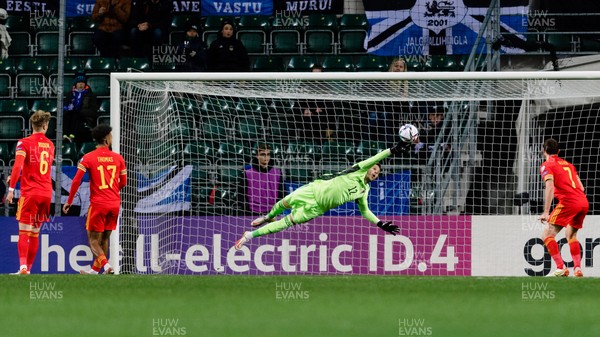 111021 - Estonia & Wales - Group E 2022 FIFA World Cup European Qualifier - Wales' goalkeeper Danny Ward saves