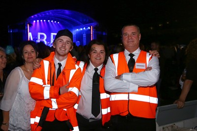 150918 - An Evening of ABBA at Sophia Gardens -  Safety stewards join in the fun during the concert 