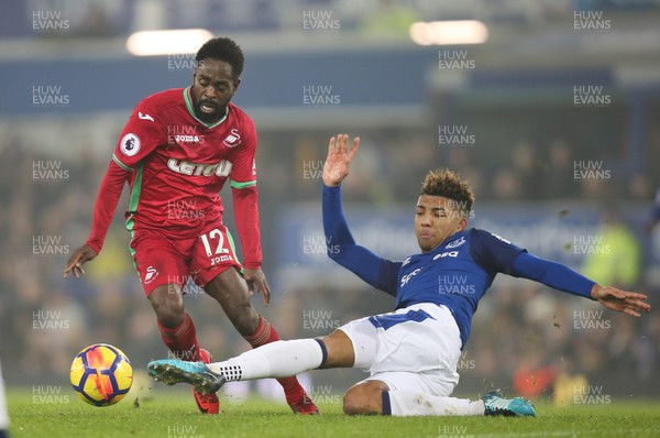 181217 - Everton v Swansea City, Premier League - Nathan Dyer of Swansea City is brought down by Mason Holgate of Everton